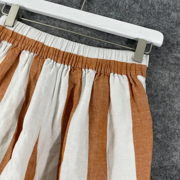 Madewell Pants XXS White Orange Evelyn Striped Huston Cropped Button Linen Blend - Picture 5 of 13